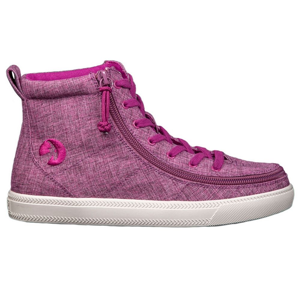 billy_footwear_berry_pink_jersey_high_top_chambray_linen_shoes_for_women_adults_side_view